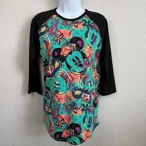 LULAROE Randy Top Disney Minnie Mouse 3/4 Sleeve Baseball Tee Women's Small